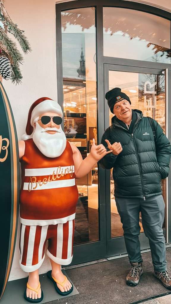 Santa and Seeds of Travel member having fun at Christmas time in Linz