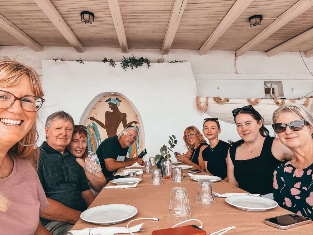 Melina's Tavern Santorini group pics