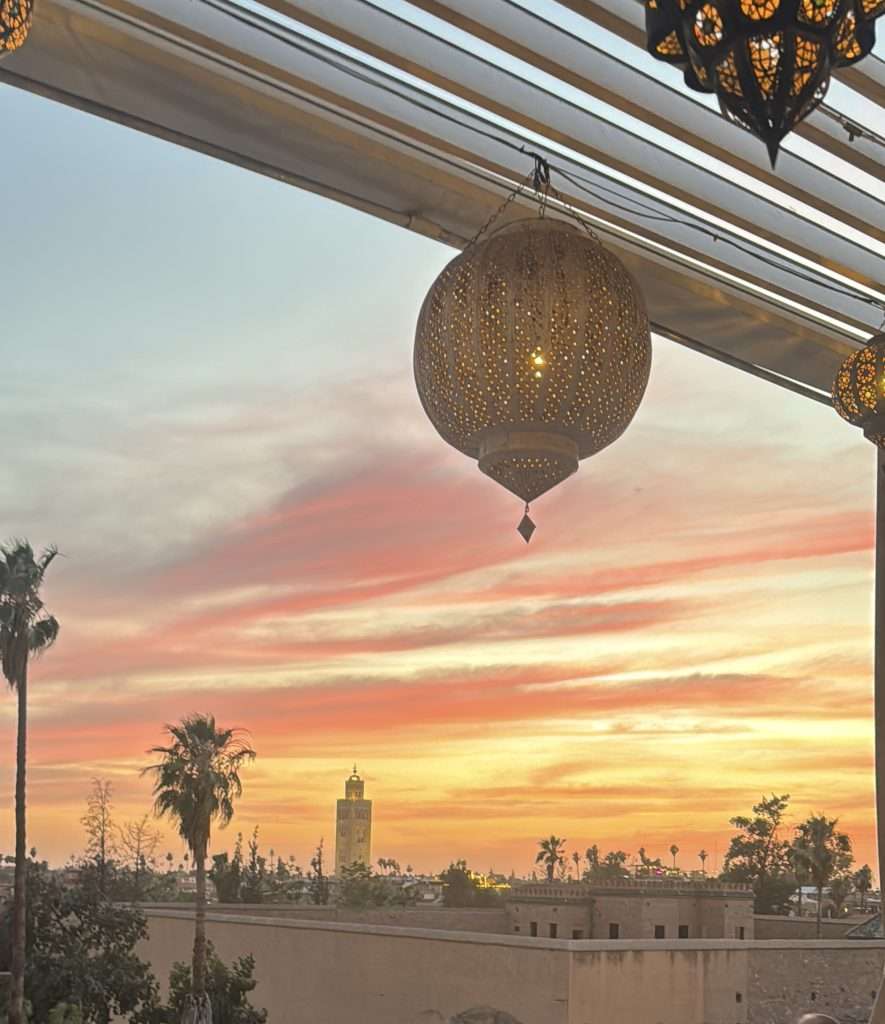 sunset from Dar Dar roof top bar Marrakech Seeds of Travel