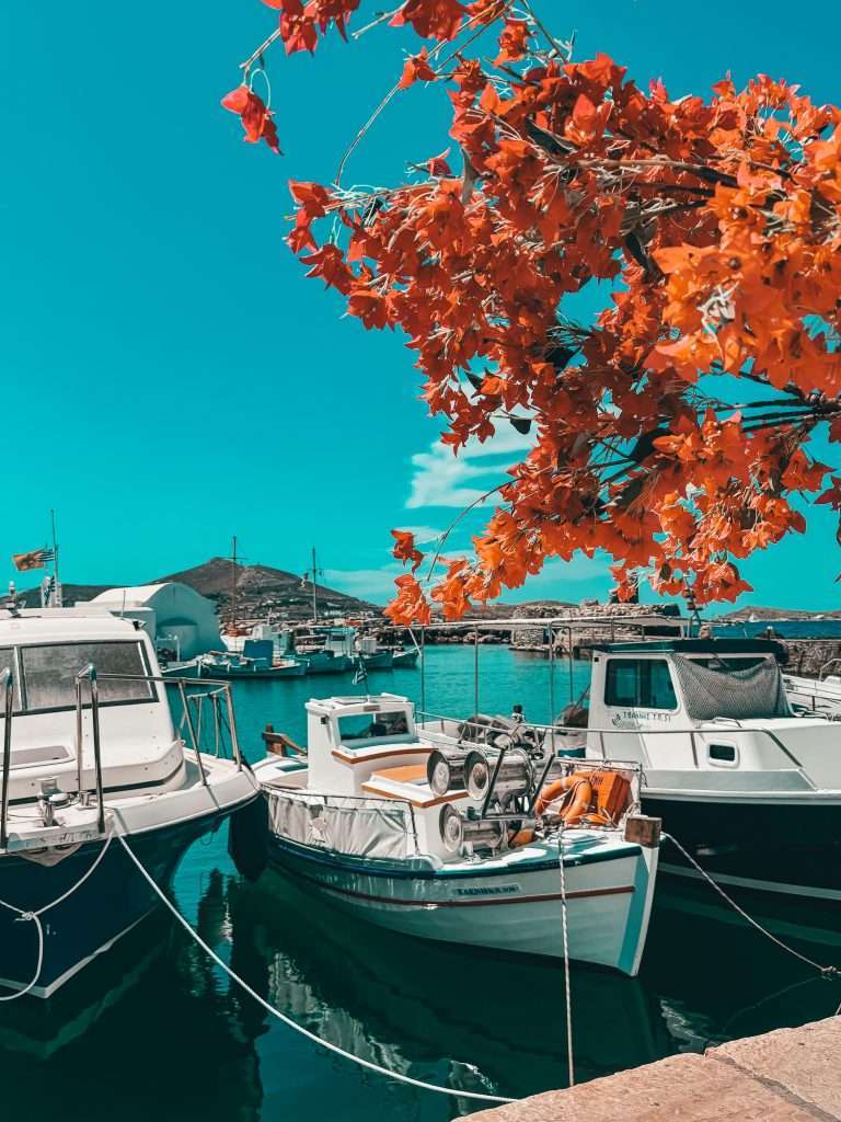 Boats in the port of Naoussa Paros