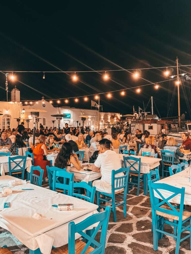 Naoussa, Paros dining at the Port