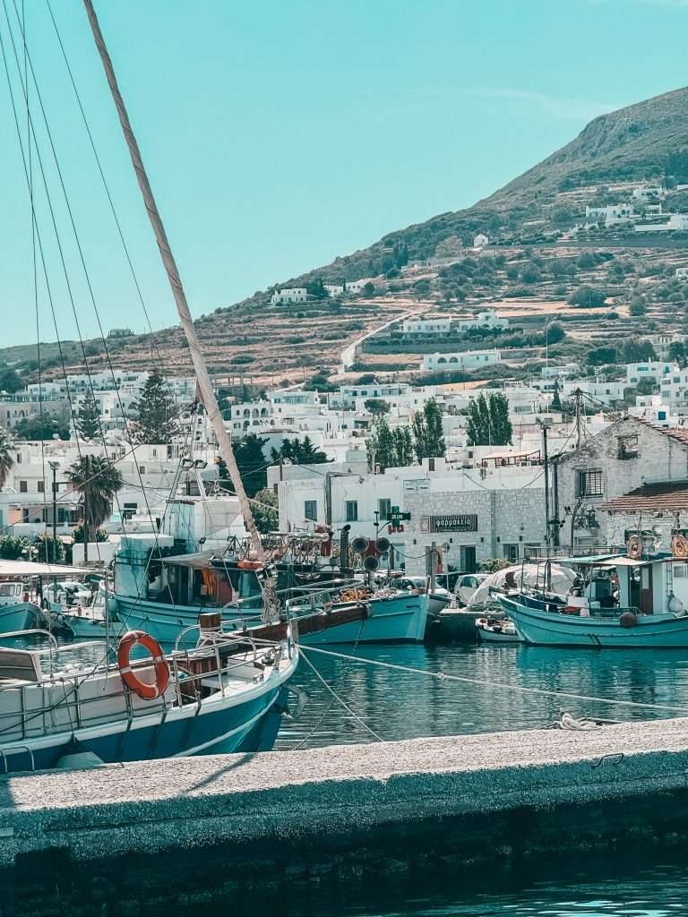 Parikia Port Paros Greece Boats in Harbour