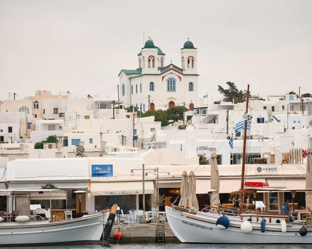 Naoussa Paros view from water
