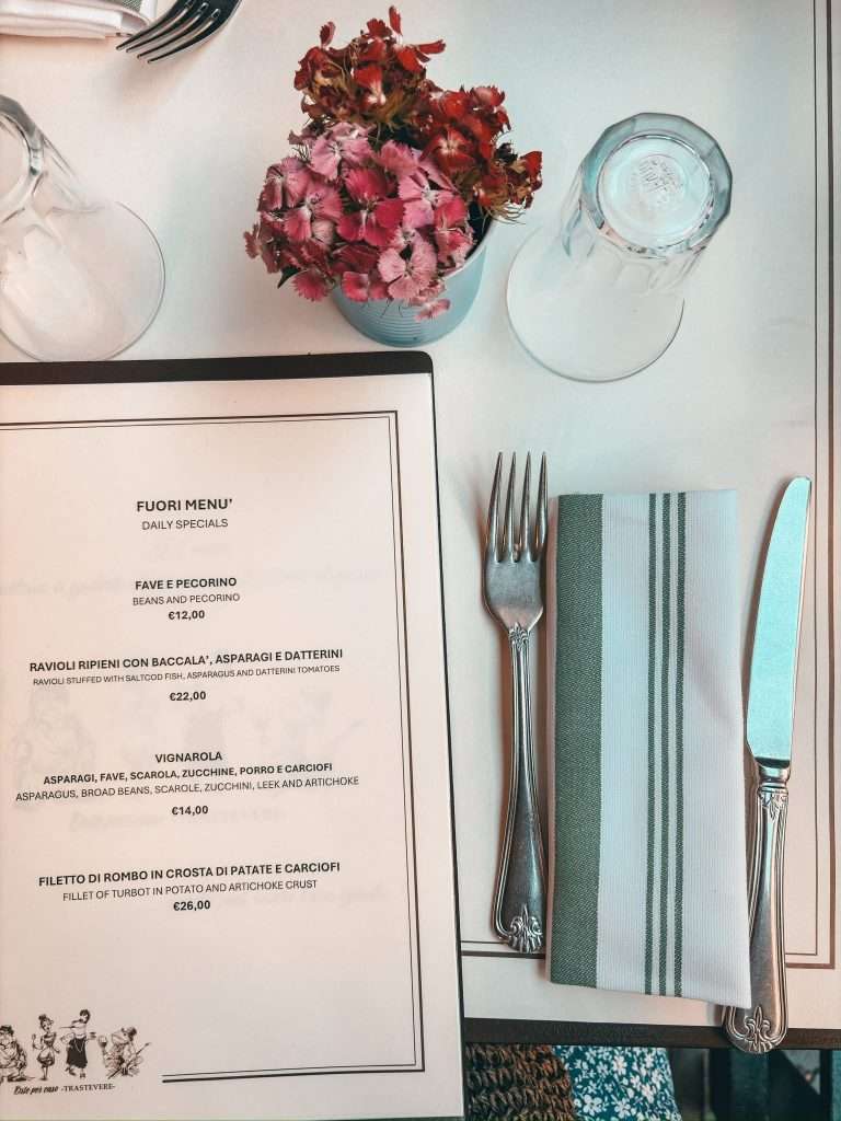 Osteria Der Belli Restaurant menu