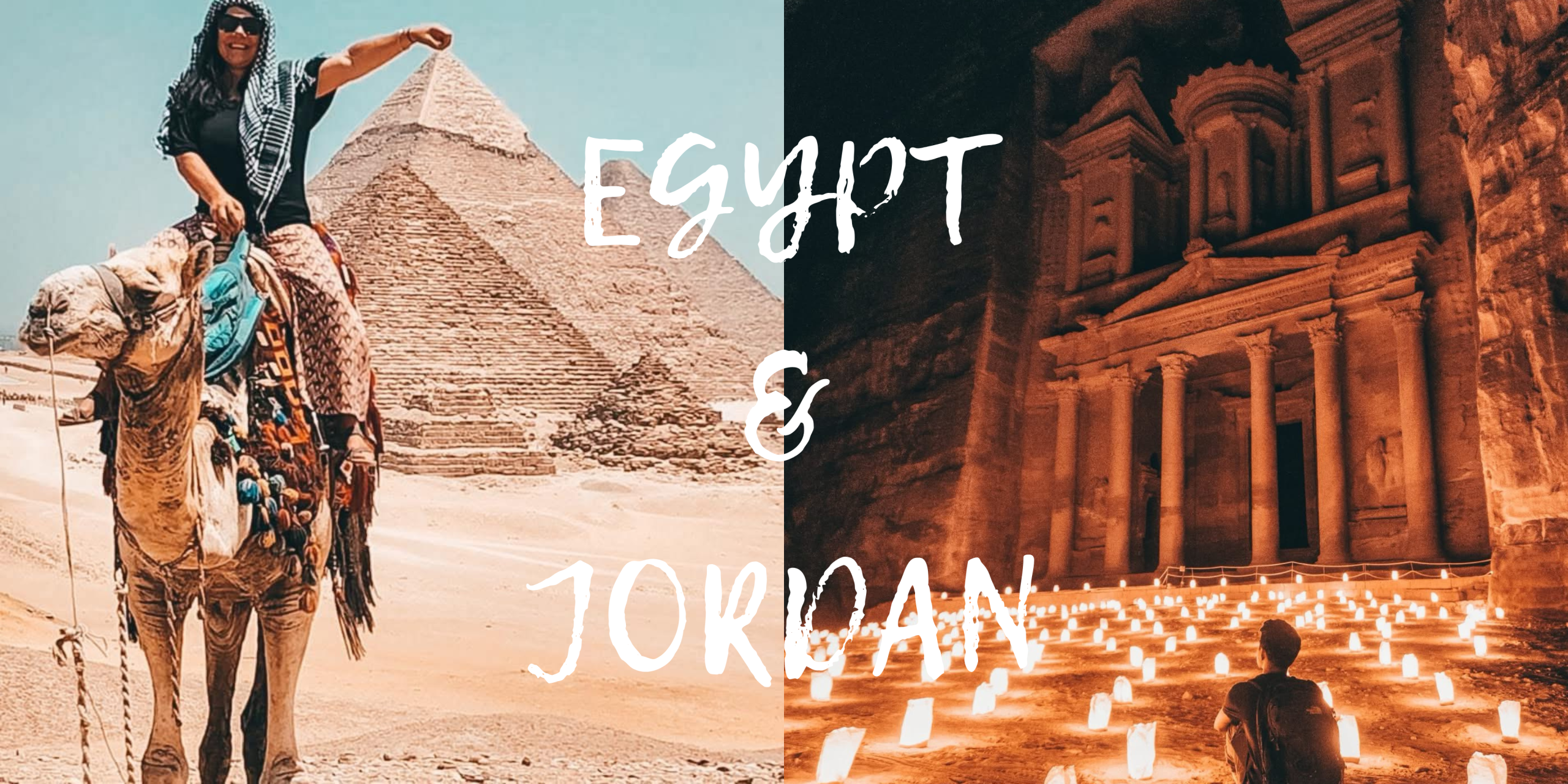 Woman on camel in Egypt and Jordan Petra by Candlelight banner